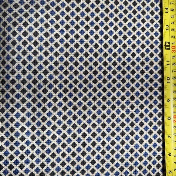 Decorator Fabric Material - 4 yards x 44" Cotton Small Geometic Blue Tan #3428 - Picture 4 of 6